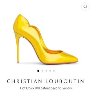 NEW! Christian Louboutin Hot Chick 100mm Patent/Psychic/Lonkng Yellow Pump